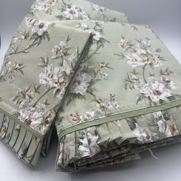 Waverly Garden Room Sage Green Carolina Magnolia Floral Twin Sheet Set Ruffled - Picture 3 of 4